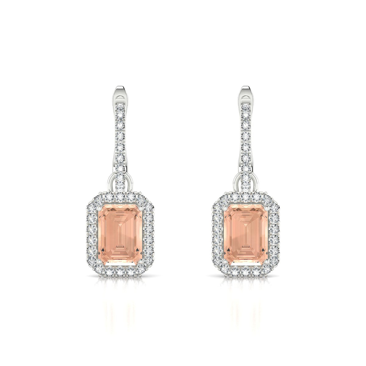 Sunrise | 18k White Gold 7 x 5 mm Emerald Morganite Earrings