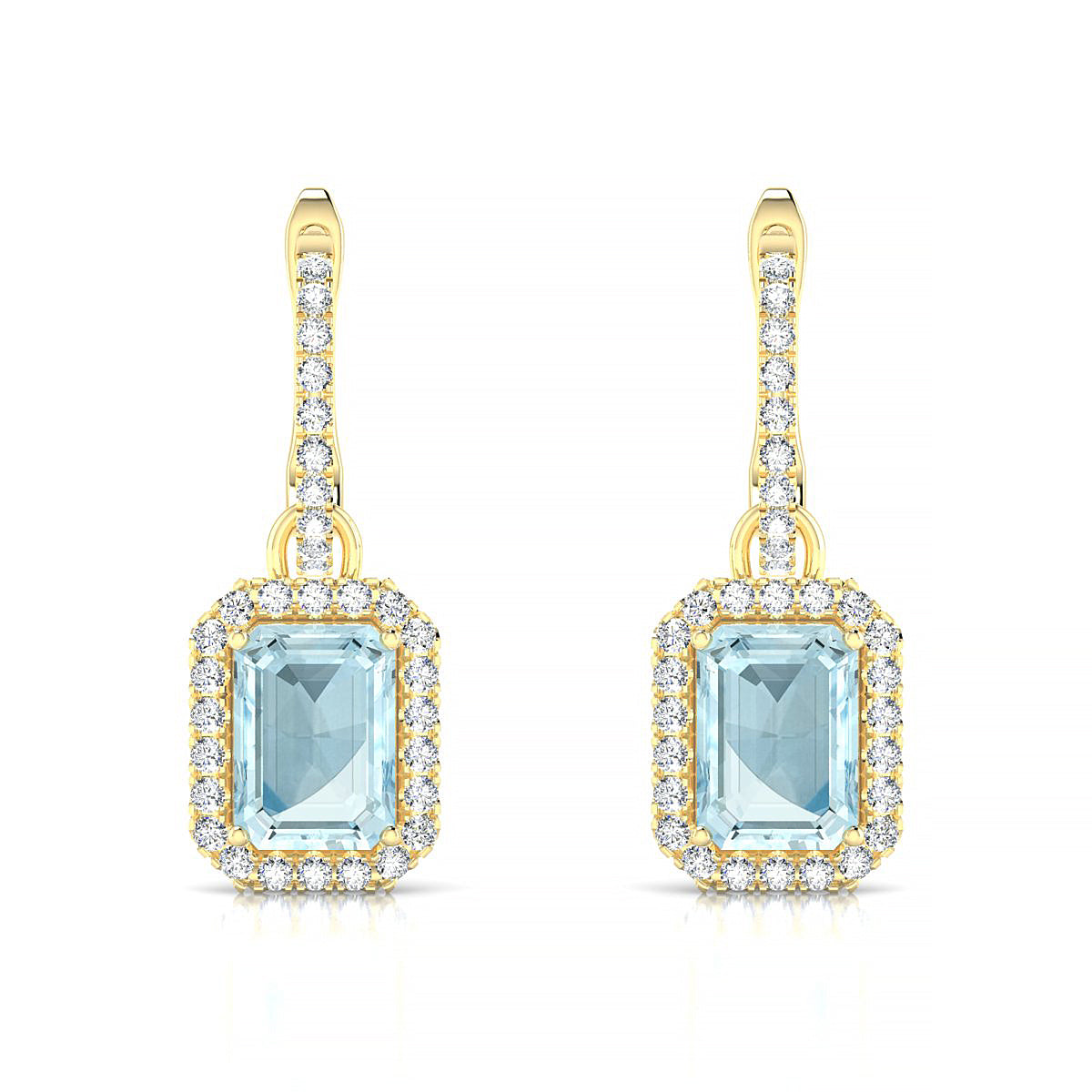 Sunrise | 18k Yellow Gold 7 x 5 mm Emerald Aquamarine Earrings