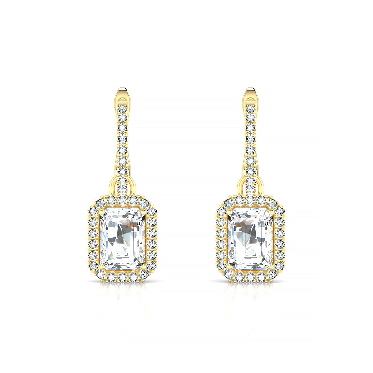 Sunrise | 18k Yellow Gold 7 x 5 mm Emerald Diamond Earrings