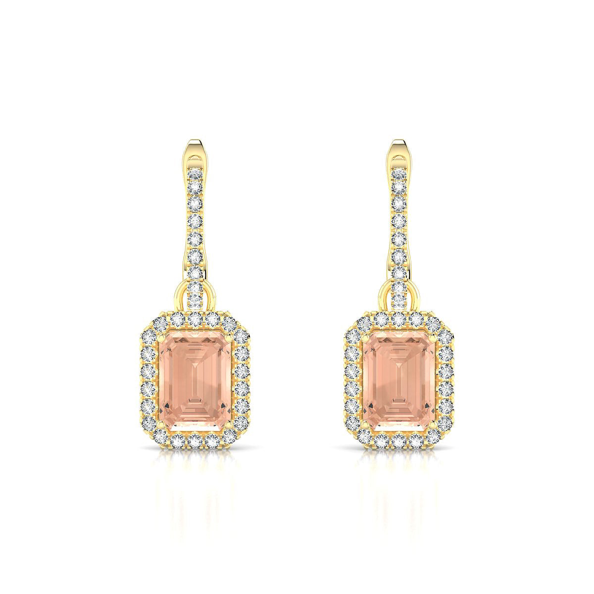 Sunrise | 18k Yellow Gold 7 x 5 mm Emerald Morganite Earrings