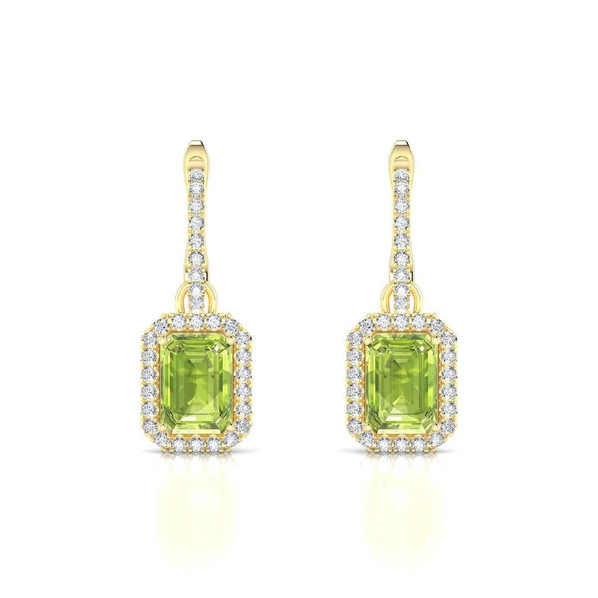 Sunrise | 18k Yellow Gold 7 x 5 mm Emerald Peridot Earrings