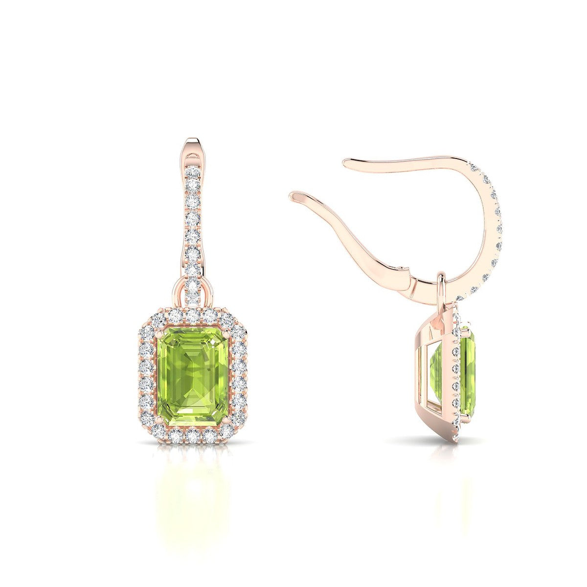Sunrise | 18k Rose Gold 7 x 5 mm Emerald Peridot Earrings