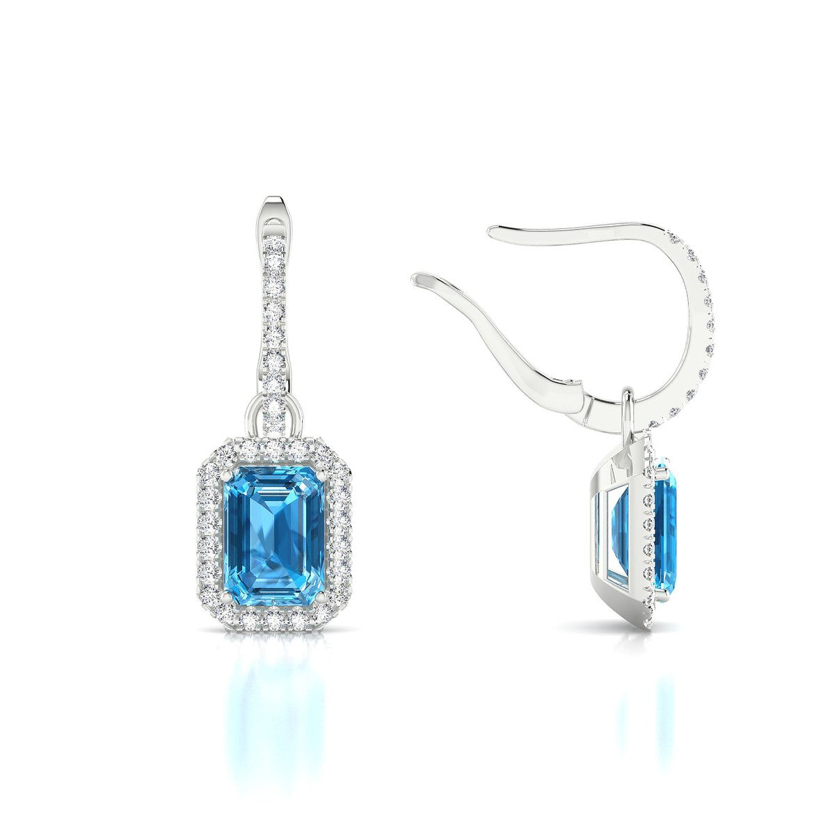 Sunrise | 18k White Gold 7 x 5 mm Emerald Topaz Earrings