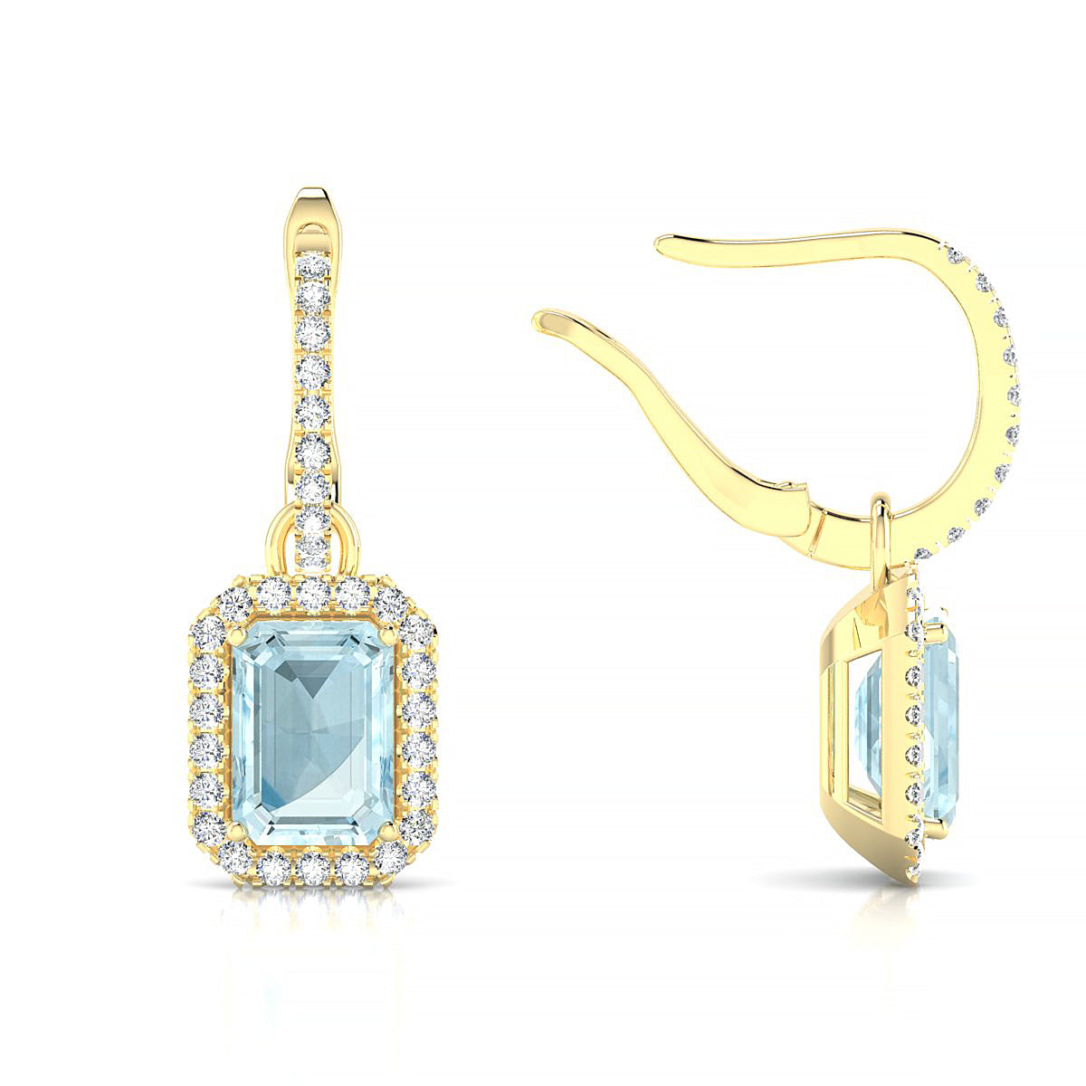 Sunrise | 18k Yellow Gold 7 x 5 mm Emerald Aquamarine Earrings