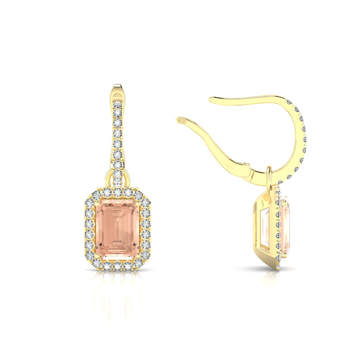 Sunrise | 18k Yellow Gold 7 x 5 mm Emerald Morganite Earrings