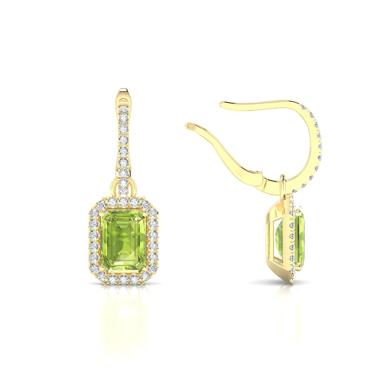 Sunrise | 18k Yellow Gold 7 x 5 mm Emerald Peridot Earrings