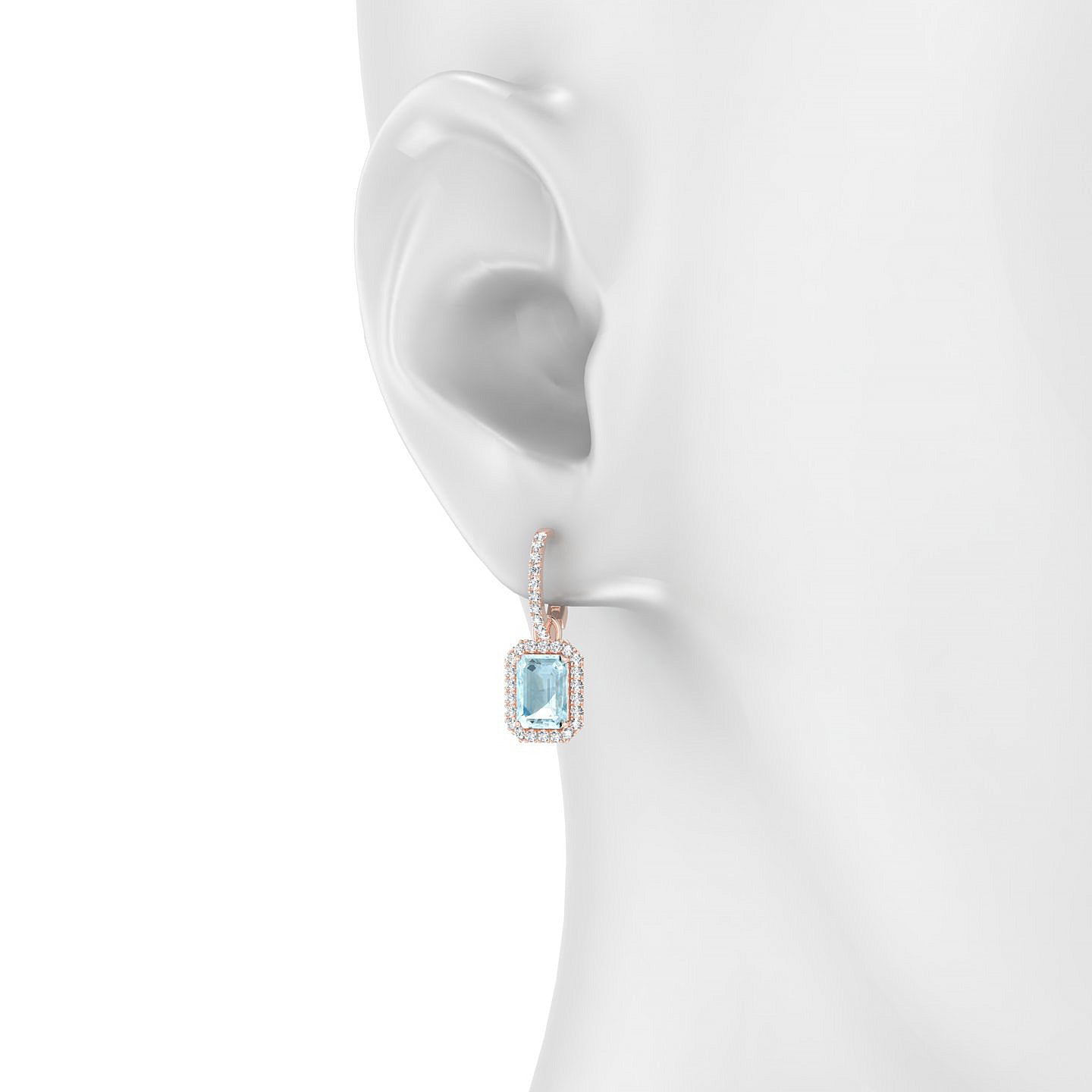 Sunrise | 18k Rose Gold 7 x 5 mm Emerald Aquamarine Earrings