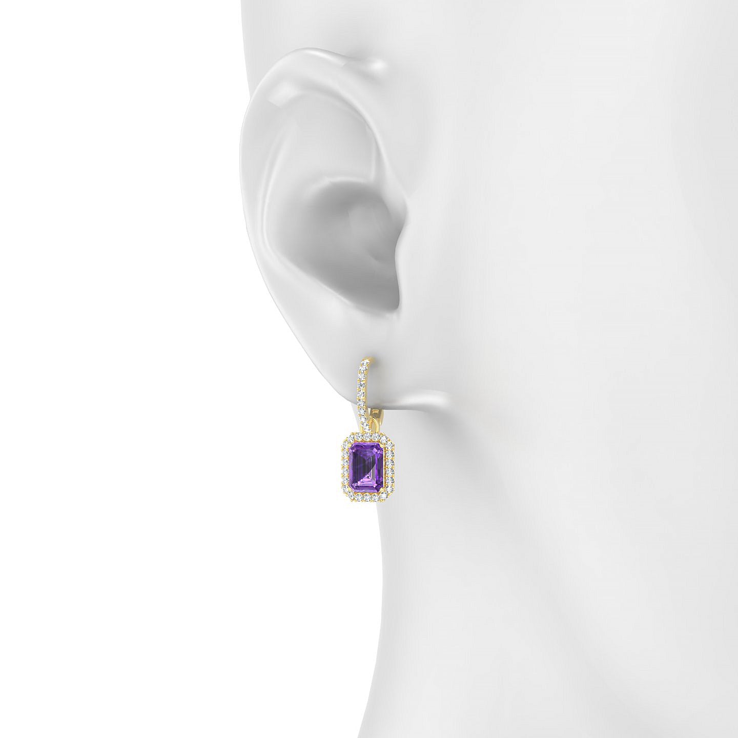 Sunrise | 18k Yellow Gold 7 x 5 mm Emerald Amethyst Earrings