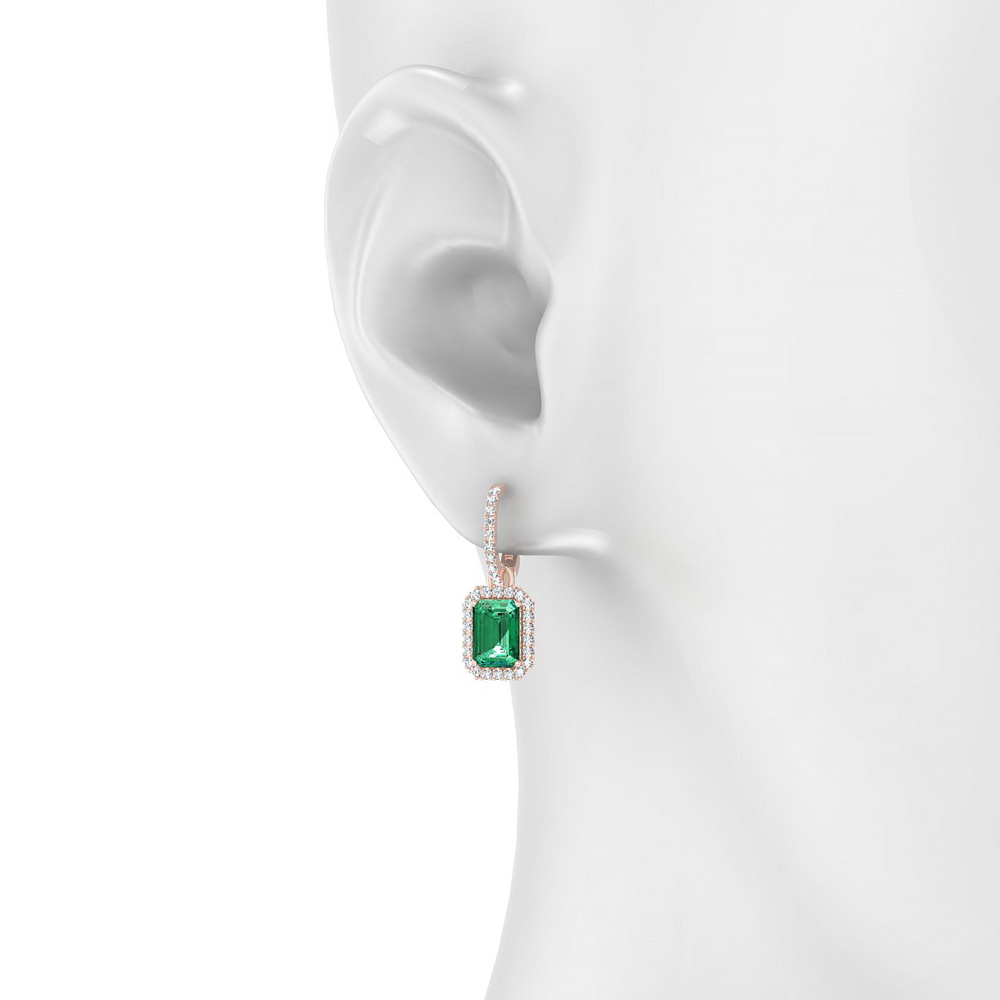 Sunrise | 18k Rose Gold 7 x 5 mm Emerald Emerald Earrings