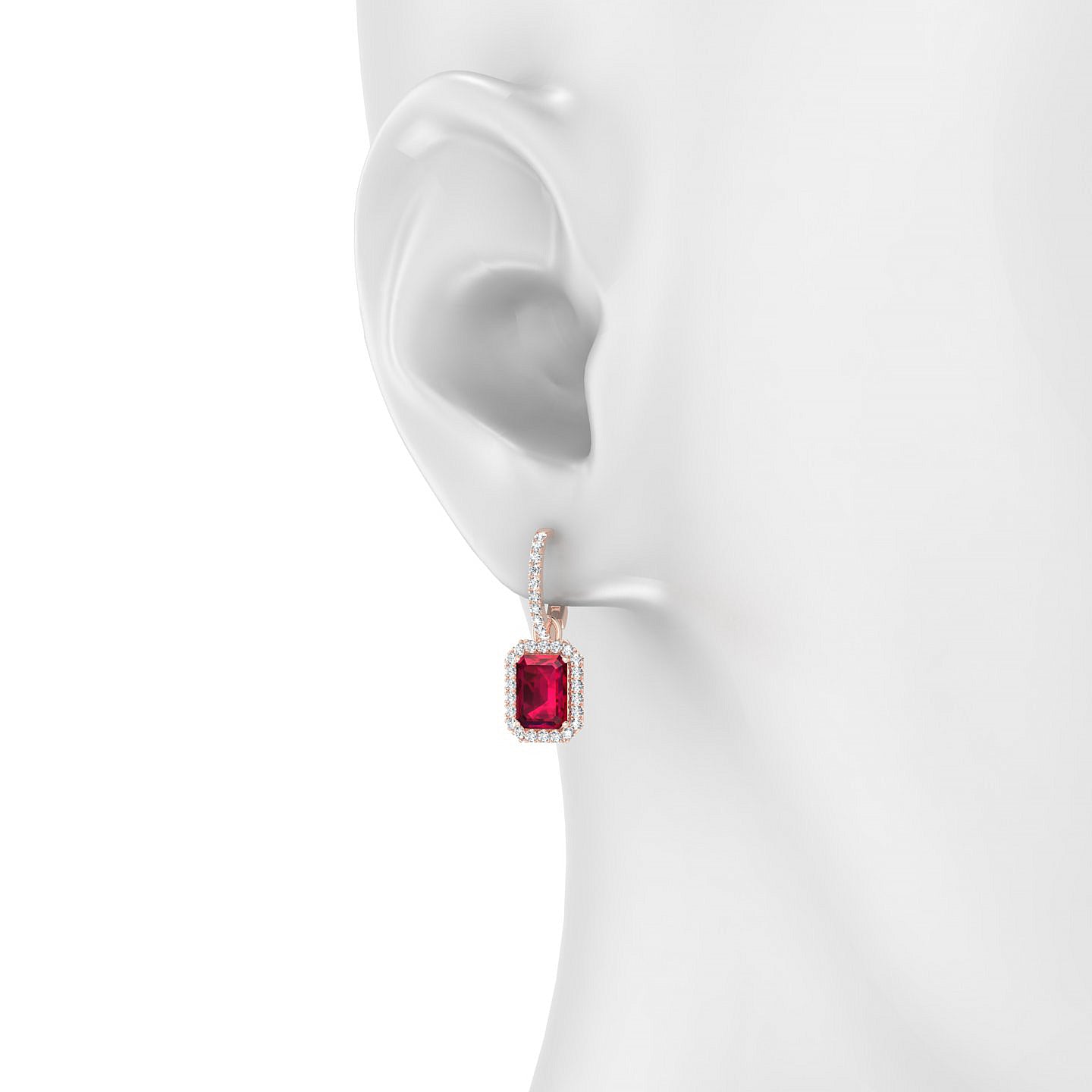 Sunrise | 18k Rose Gold 7 x 5 mm Emerald Ruby Earrings