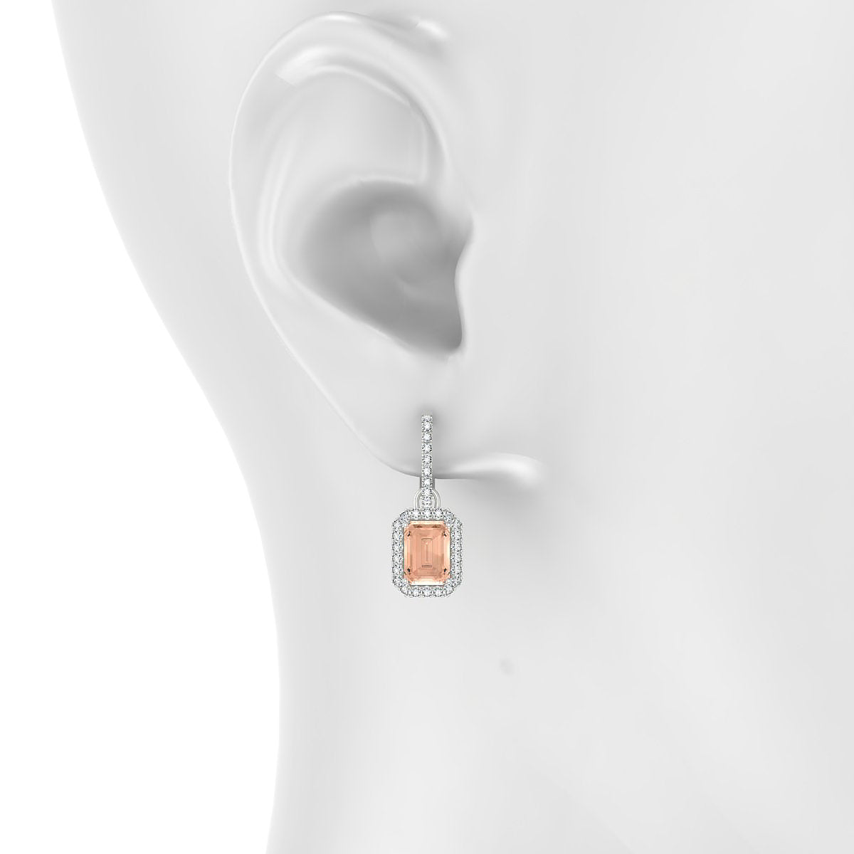 Sunrise | 18k White Gold 7 x 5 mm Emerald Morganite Earrings