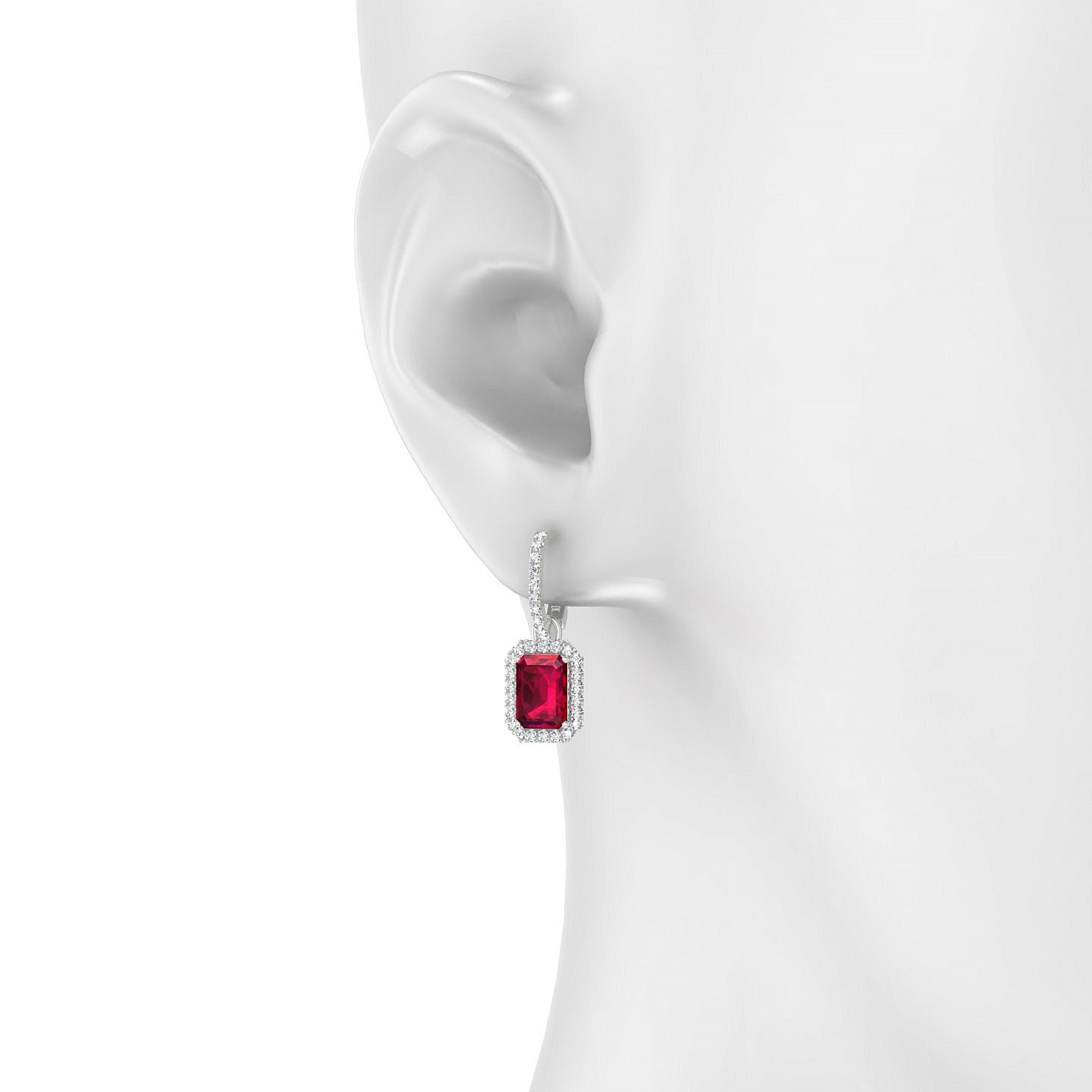 Sunrise | 18k White Gold 7 x 5 mm Emerald Ruby Earrings