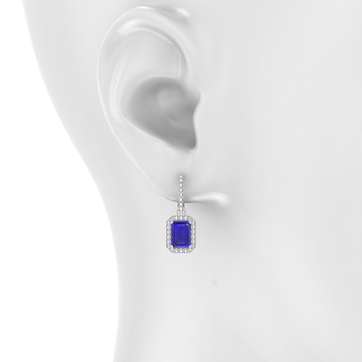 Sunrise | 18k White Gold 7 x 5 mm Emerald Tanzanite Earrings