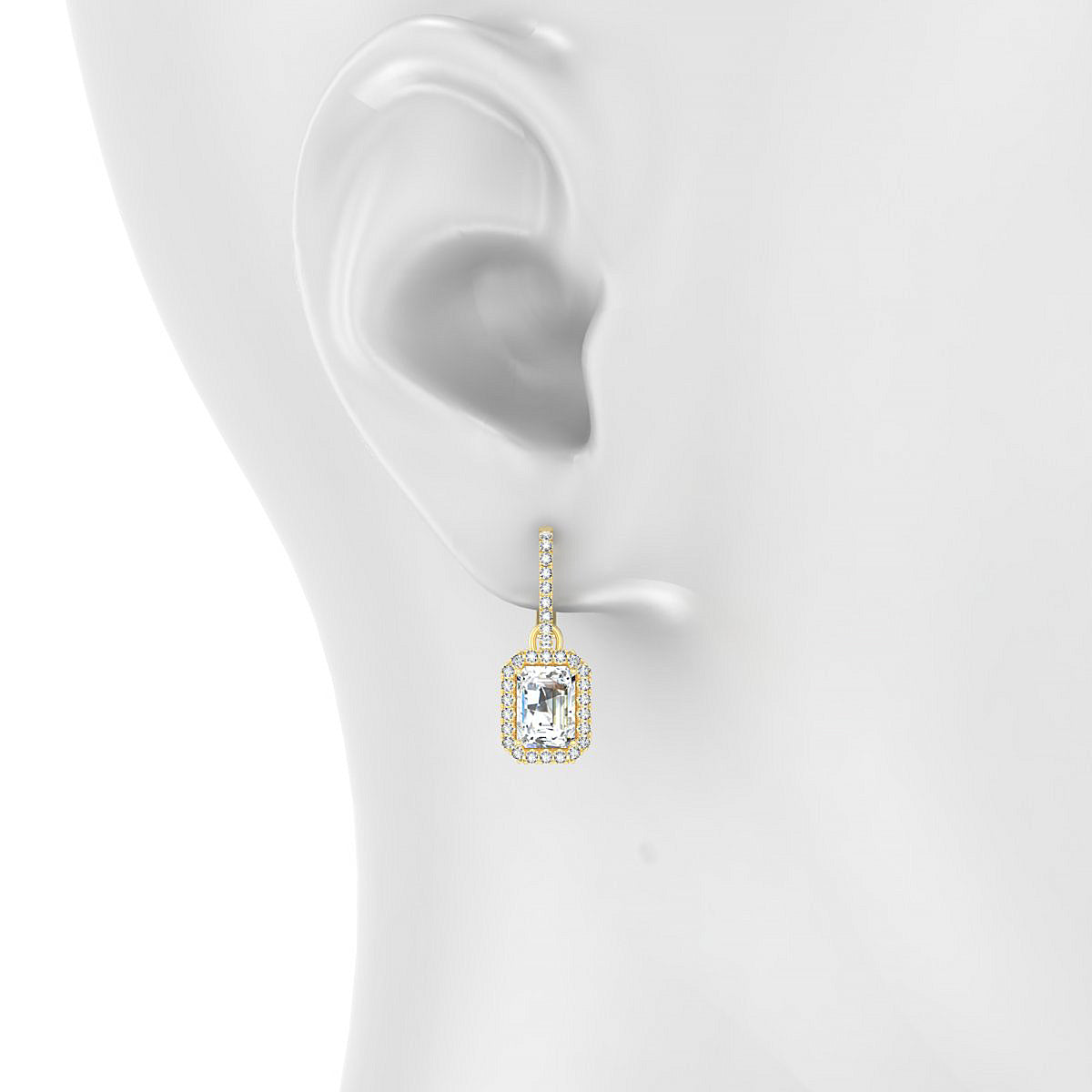 Sunrise | 18k Yellow Gold 7 x 5 mm Emerald Diamond Earrings