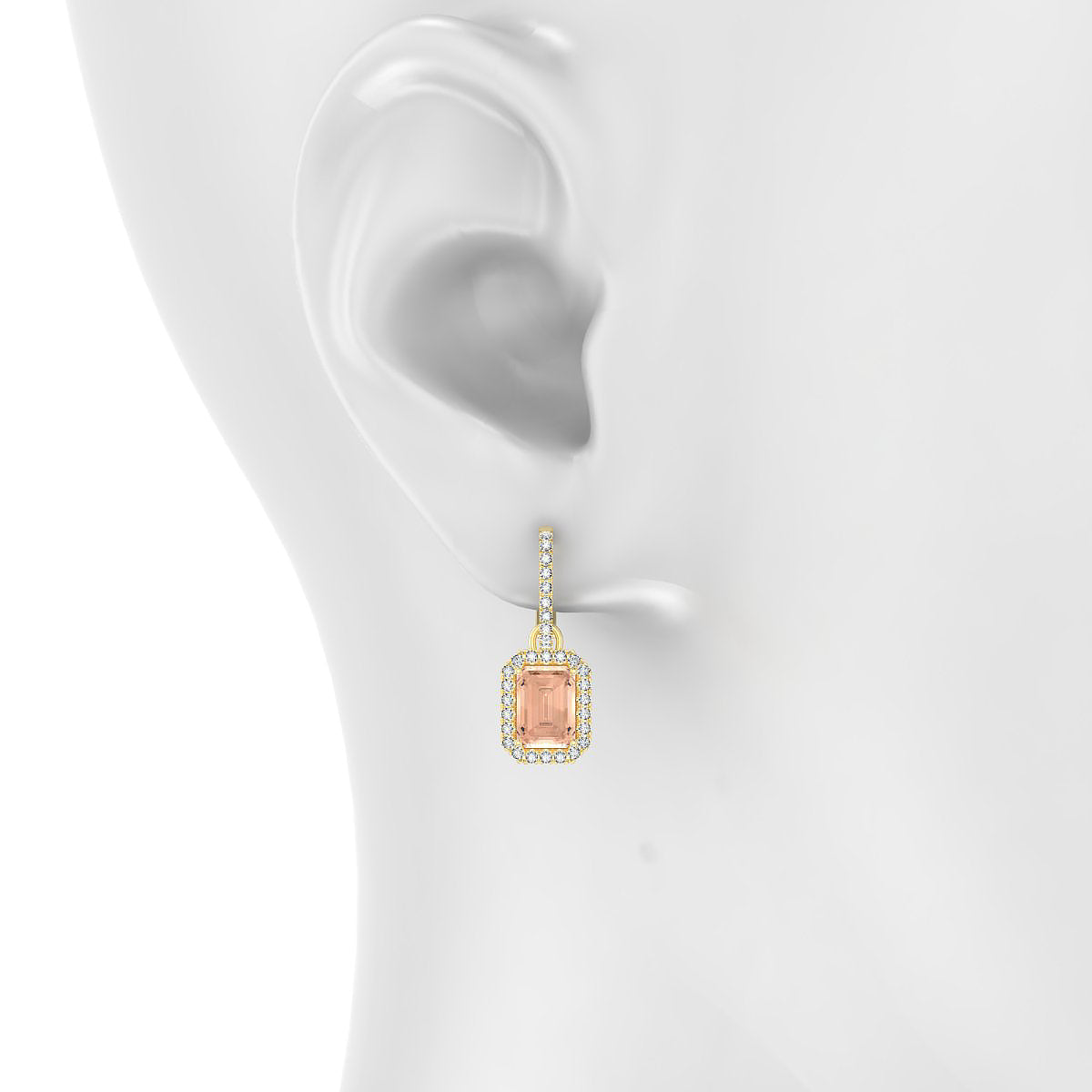 Sunrise | 18k Yellow Gold 7 x 5 mm Emerald Morganite Earrings