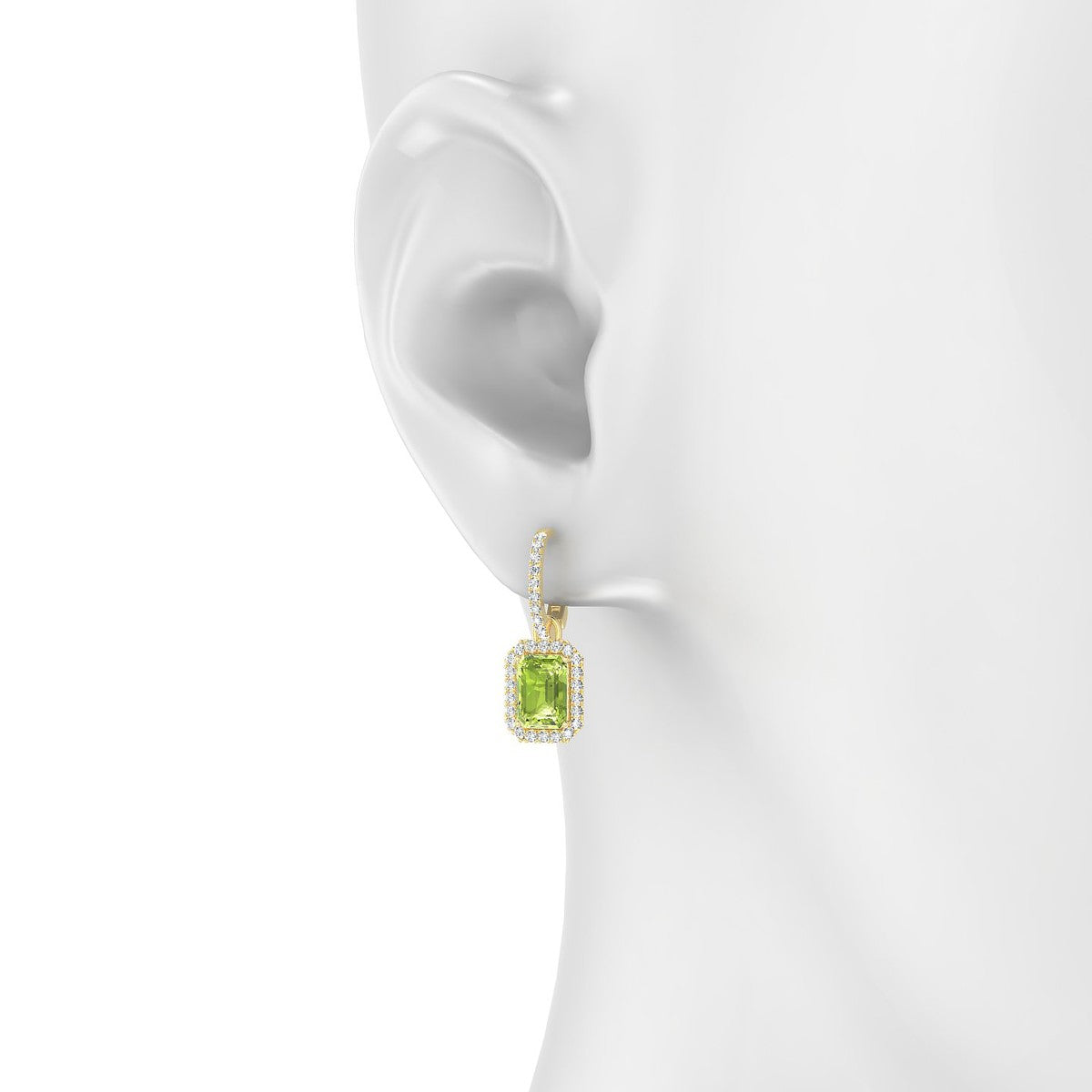 Sunrise | 18k Yellow Gold 7 x 5 mm Emerald Peridot Earrings