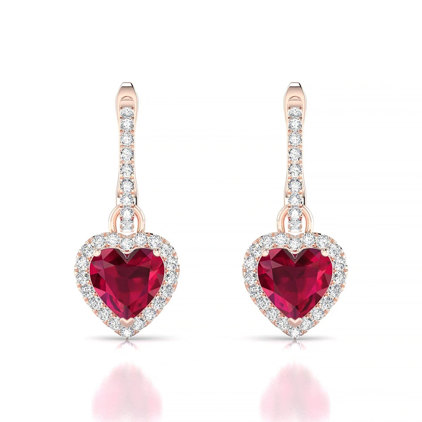 Sunrise | 18k Rose Gold 5.5 mm Heart Ruby Earrings
