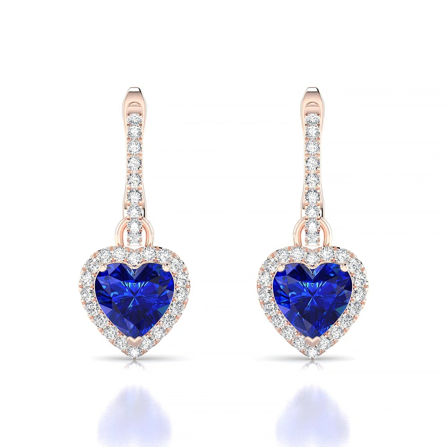 Sunrise | 18k Rose Gold 5.5 mm Heart Sapphire Earrings