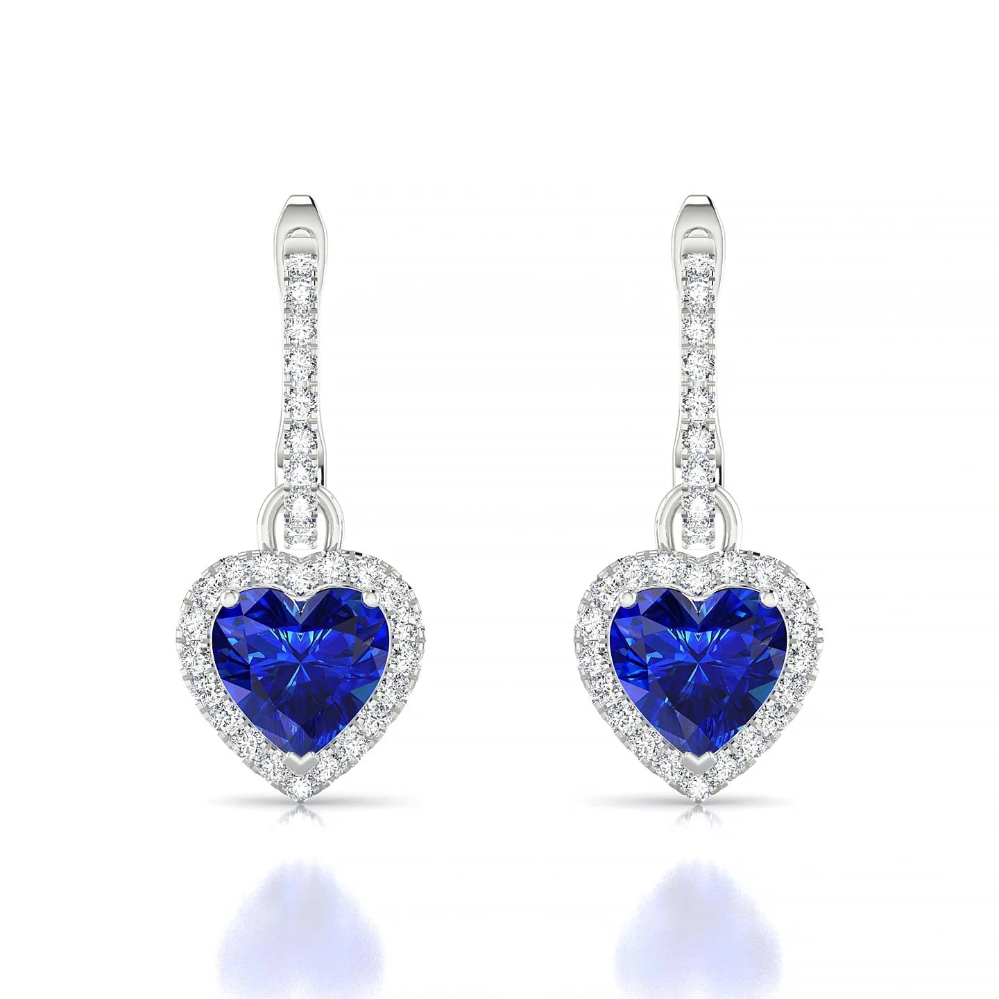 Sunrise | 18k White Gold 5.5 mm Heart Sapphire Earrings