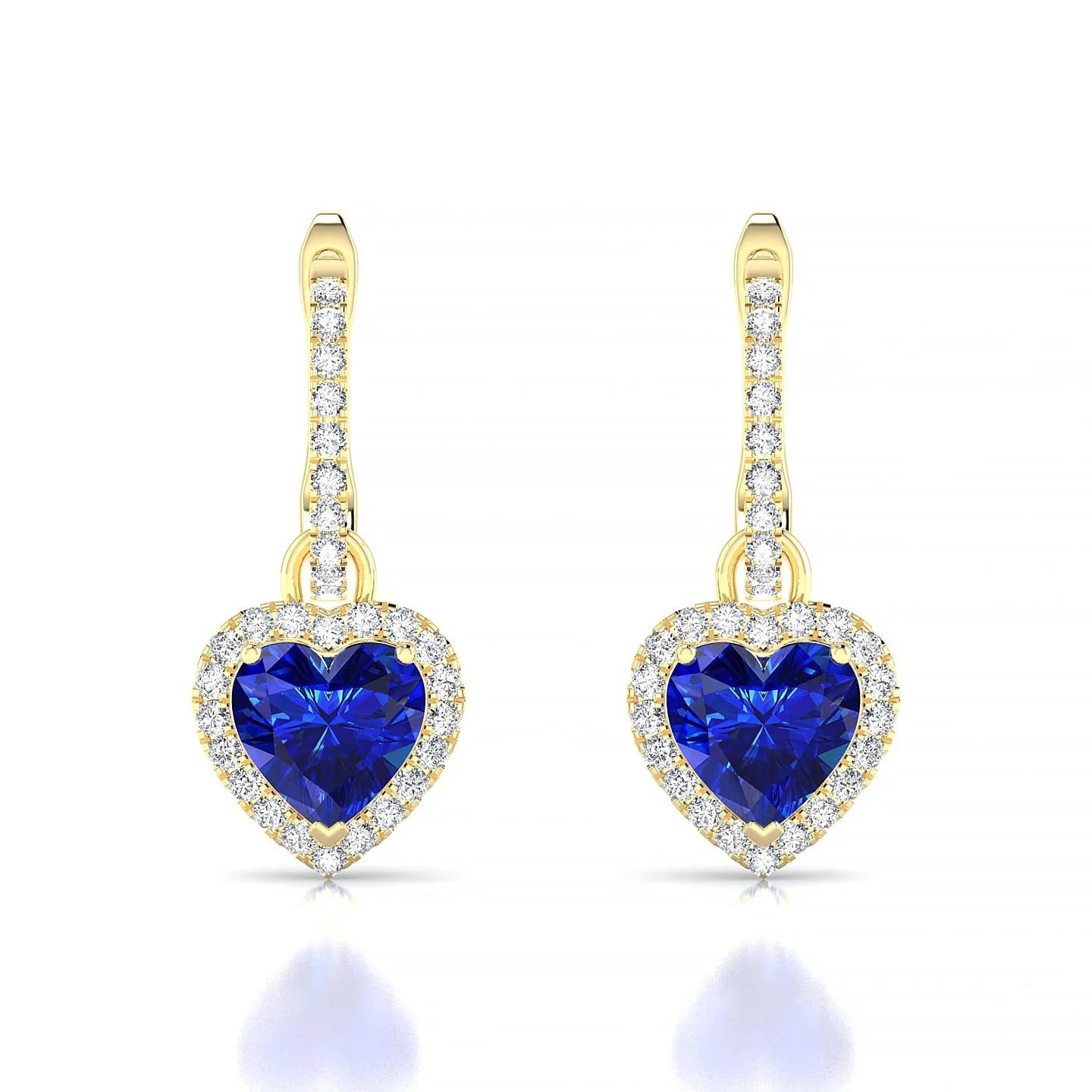 Sunrise | 18k Yellow Gold 5.5 mm Heart Sapphire Earrings