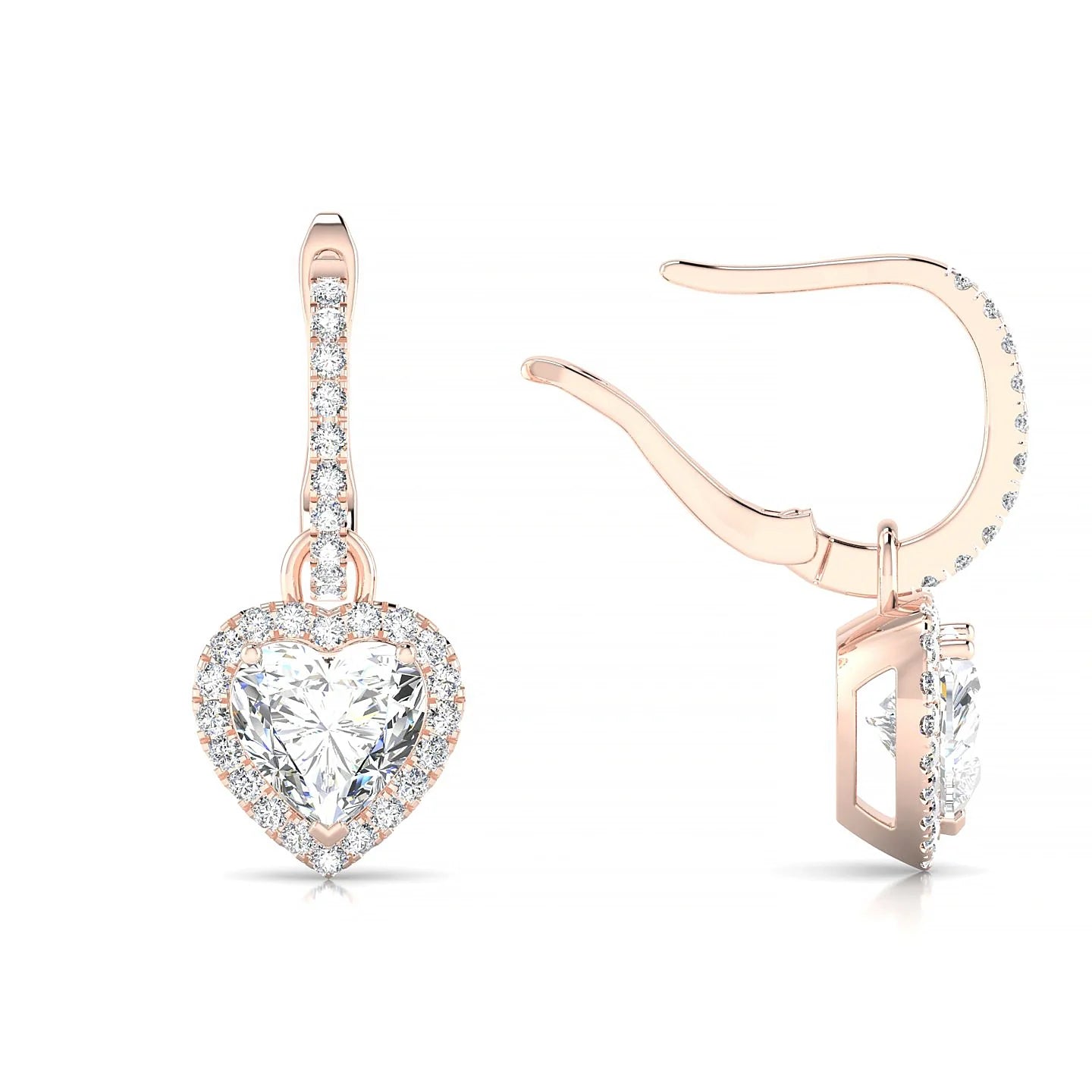 Sunrise | 18k Rose Gold 5.5 mm Heart Diamond Earrings