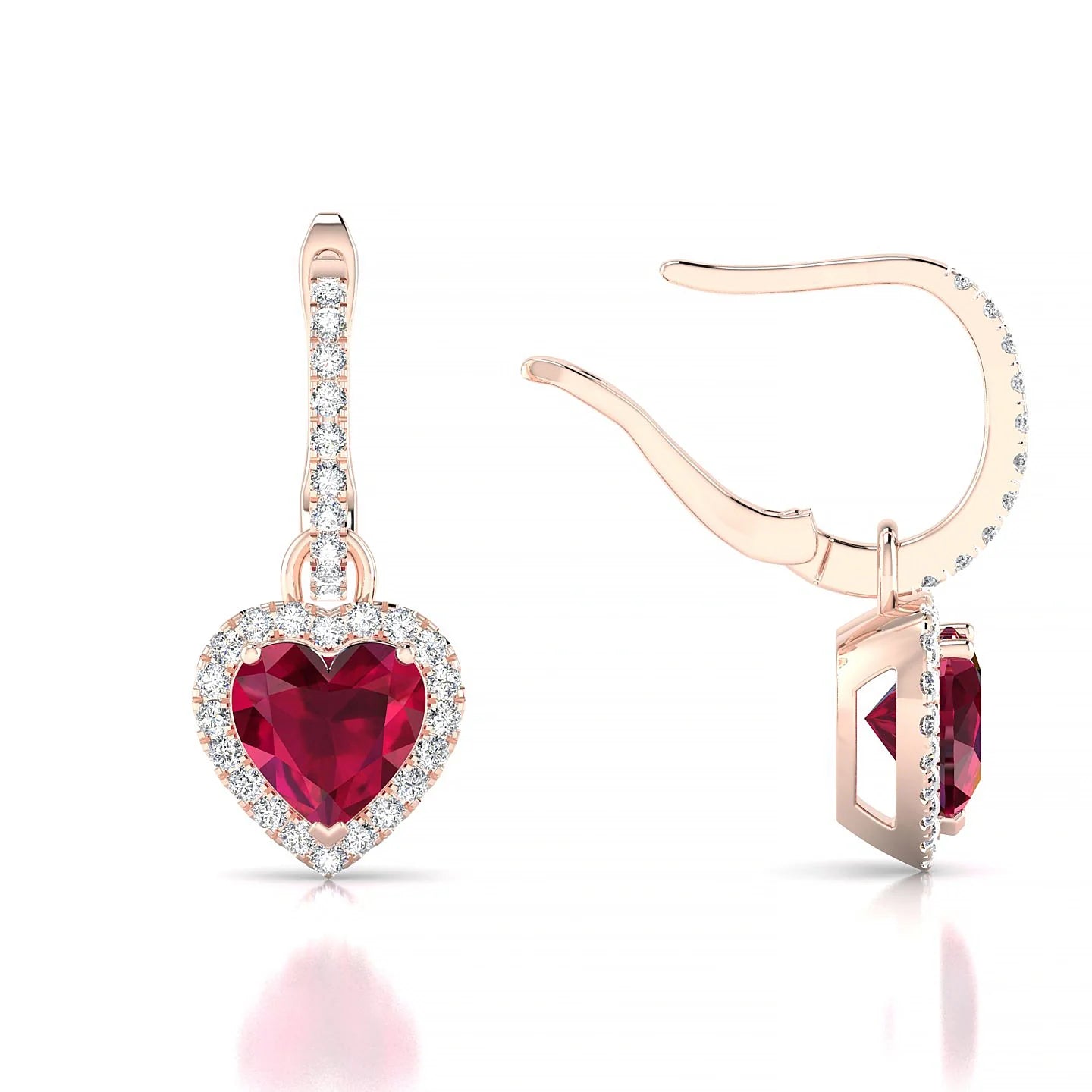 Sunrise | 18k Rose Gold 5.5 mm Heart Ruby Earrings