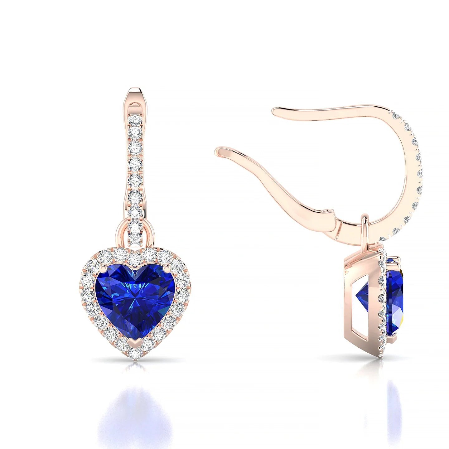 Sunrise | 18k Rose Gold 5.5 mm Heart Sapphire Earrings