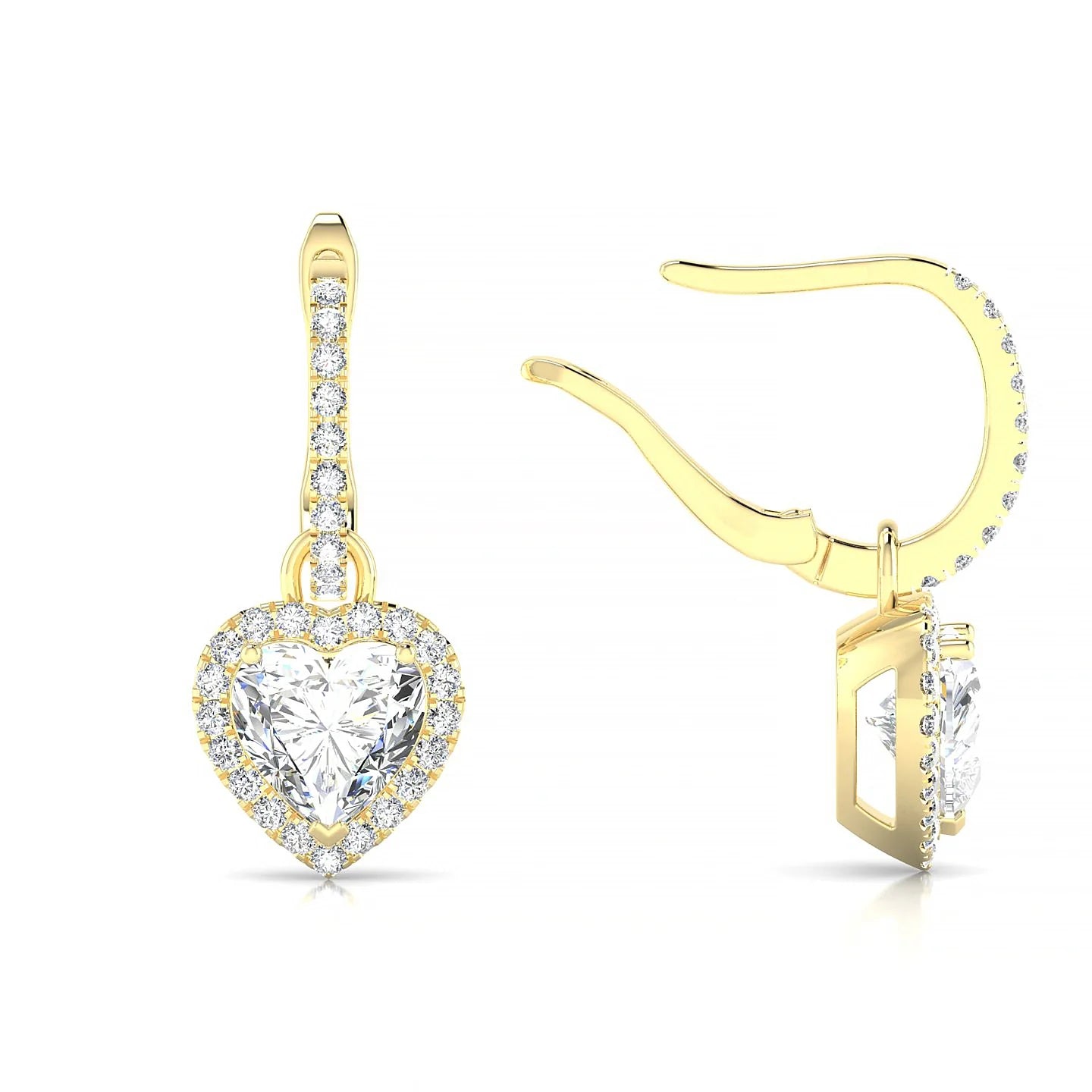 Sunrise | 18k Yellow Gold 5.5 mm Heart Diamond Earrings