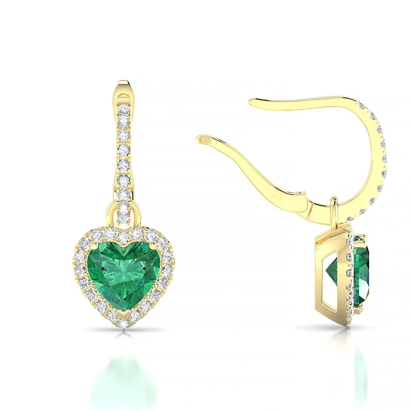 Sunrise | 18k Yellow Gold 5.5 mm Heart Emerald Earrings