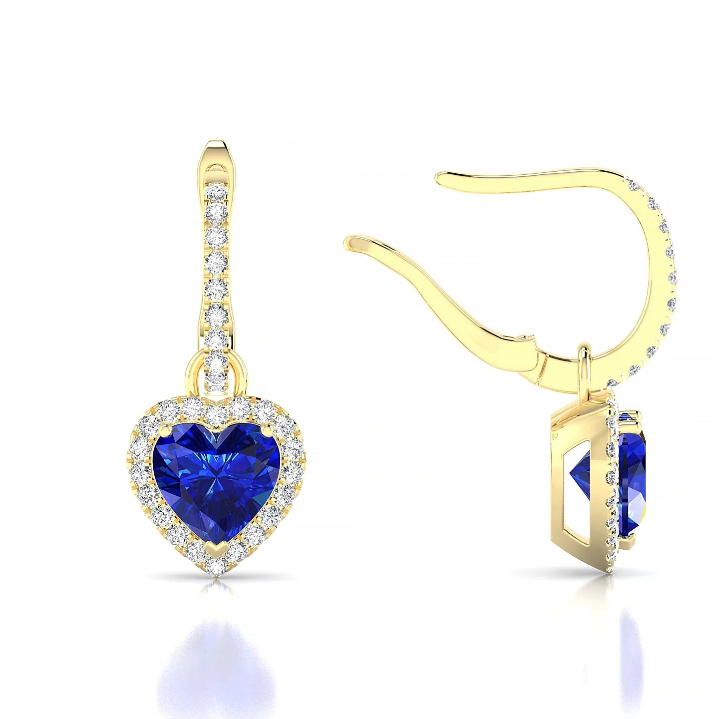 Sunrise | 18k Yellow Gold 5.5 mm Heart Sapphire Earrings