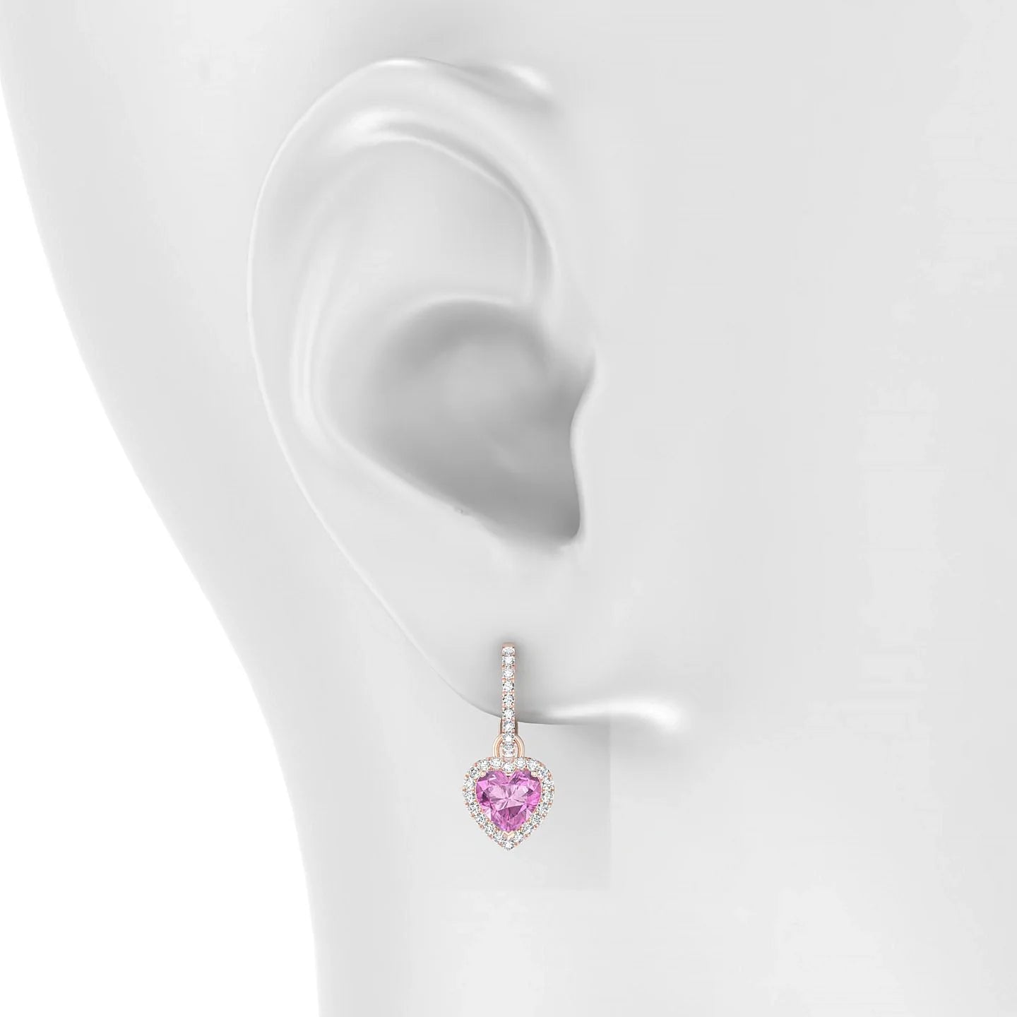 Sunrise | 18k Rose Gold 5.5 mm Heart Pink Sapphire Earrings
