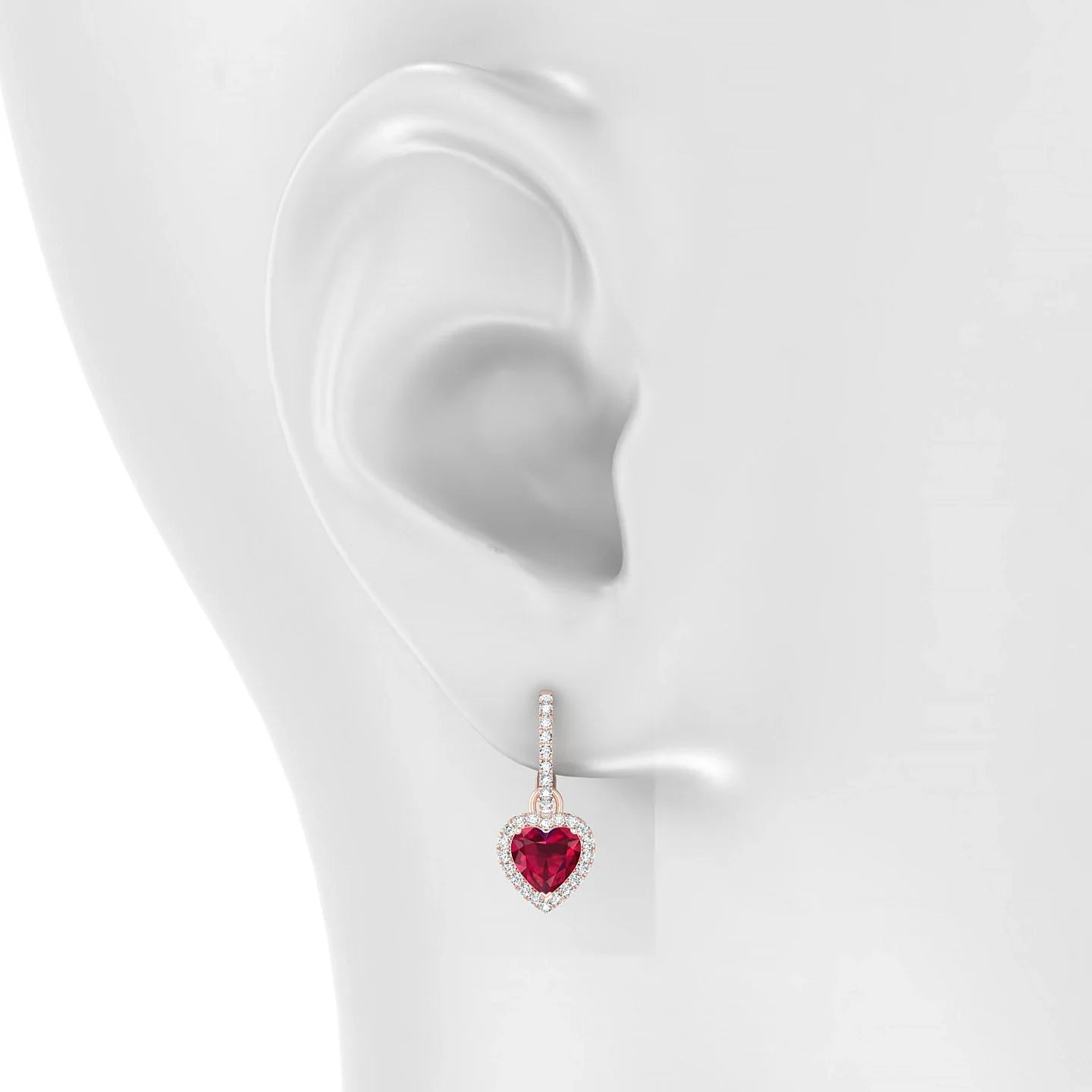 Sunrise | 18k Rose Gold 5.5 mm Heart Ruby Earrings