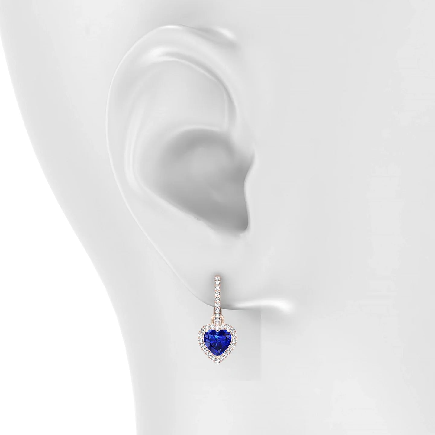 Sunrise | 18k Rose Gold 5.5 mm Heart Sapphire Earrings