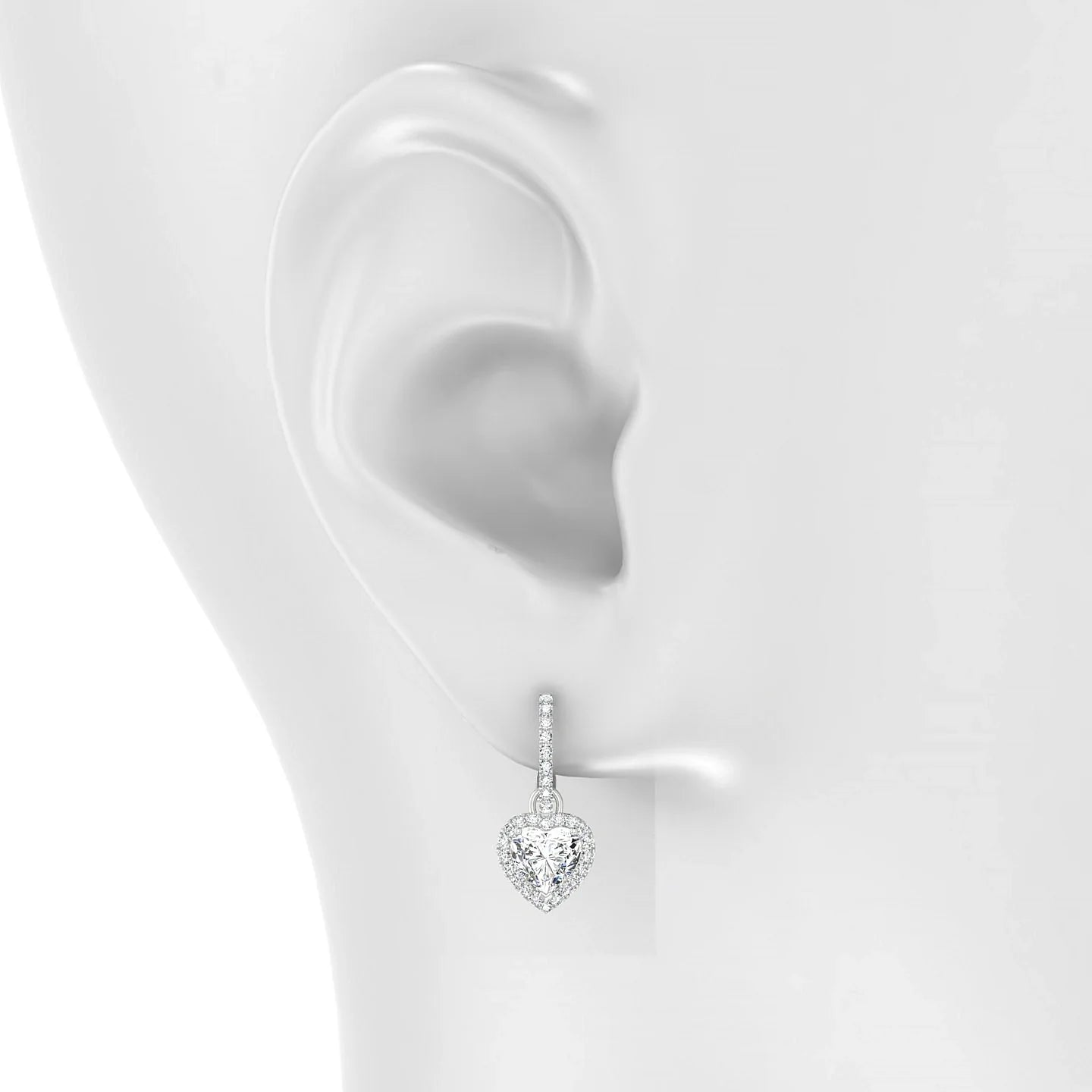 Sunrise | 18k White Gold 5.5 mm Heart Diamond Earrings