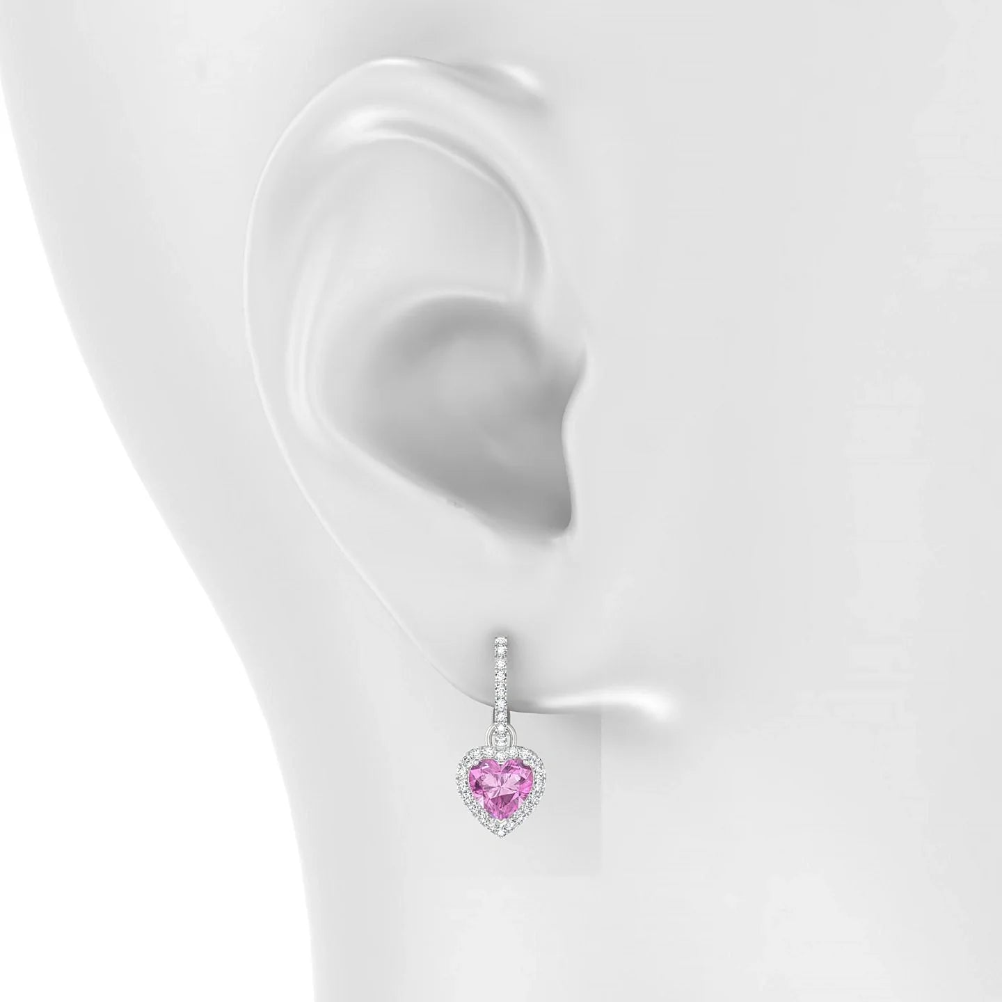 Sunrise | 18k White Gold 5.5 mm Heart Pink Sapphire Earrings
