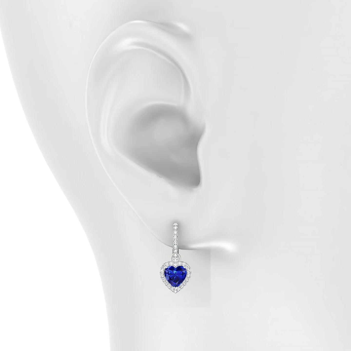 Sunrise | 18k White Gold 5.5 mm Heart Sapphire Earrings