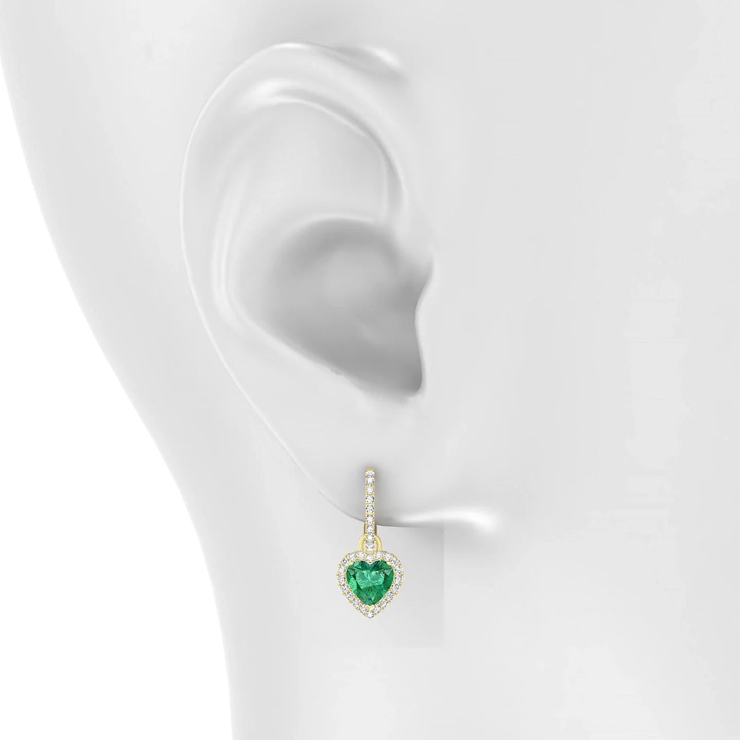 Sunrise | 18k Yellow Gold 5.5 mm Heart Emerald Earrings
