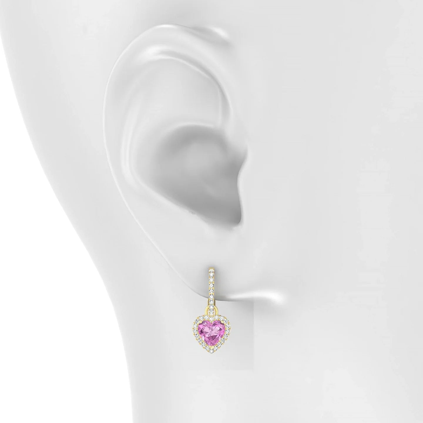 Sunrise | 18k Yellow Gold 5.5 mm Heart Pink Sapphire Earrings