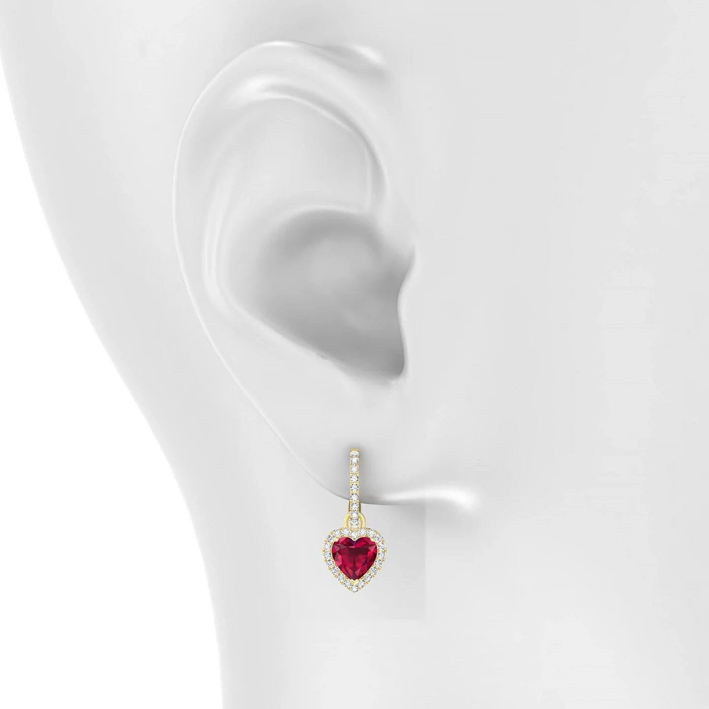 Sunrise | 18k Yellow Gold 5.5 mm Heart Ruby Earrings