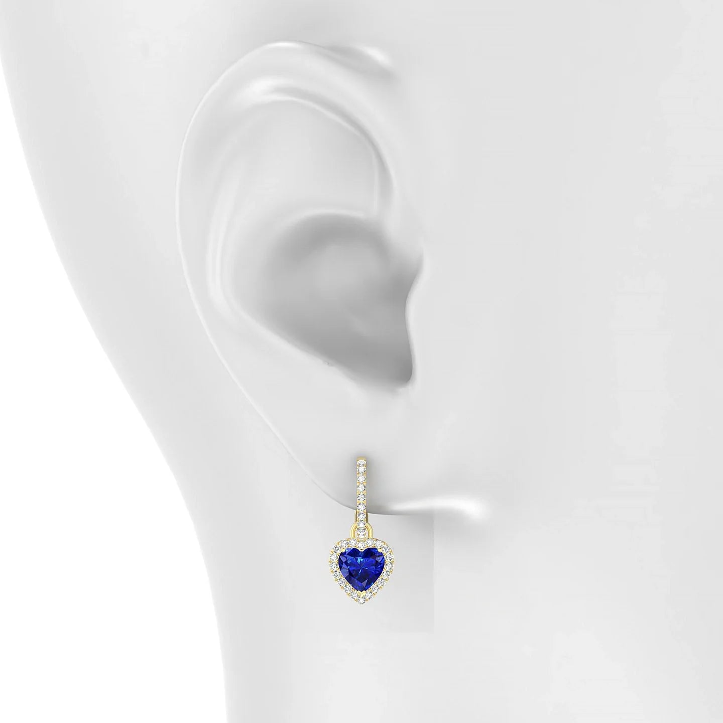 Sunrise | 18k Yellow Gold 5.5 mm Heart Sapphire Earrings