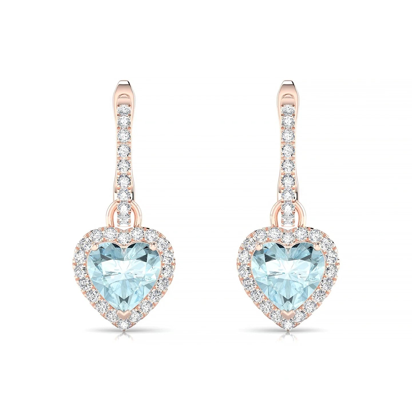 Sunrise | 18k Rose Gold 6 mm Heart Aquamarine Earrings