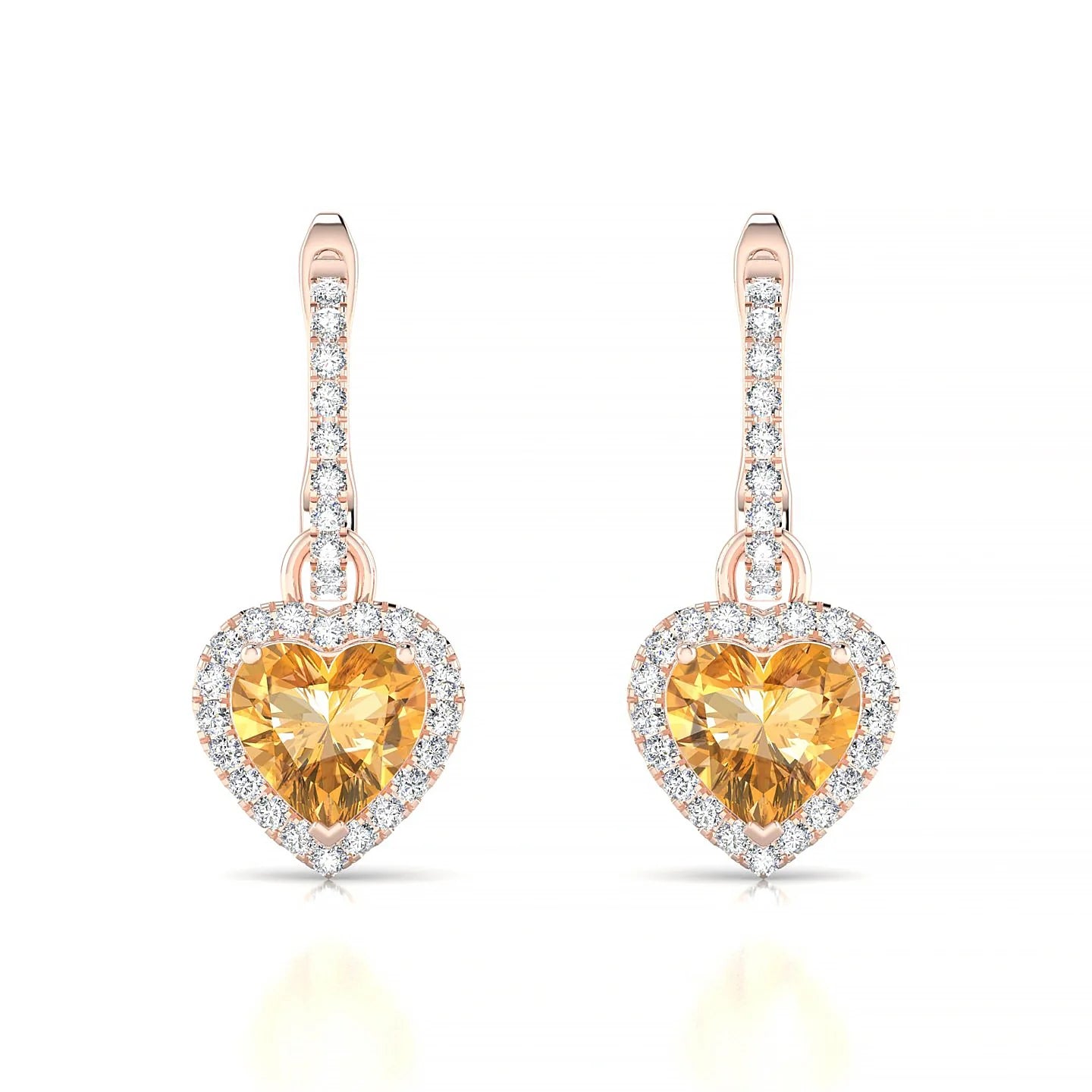 Sunrise | 18k Rose Gold 6 mm Heart Citrine Earrings