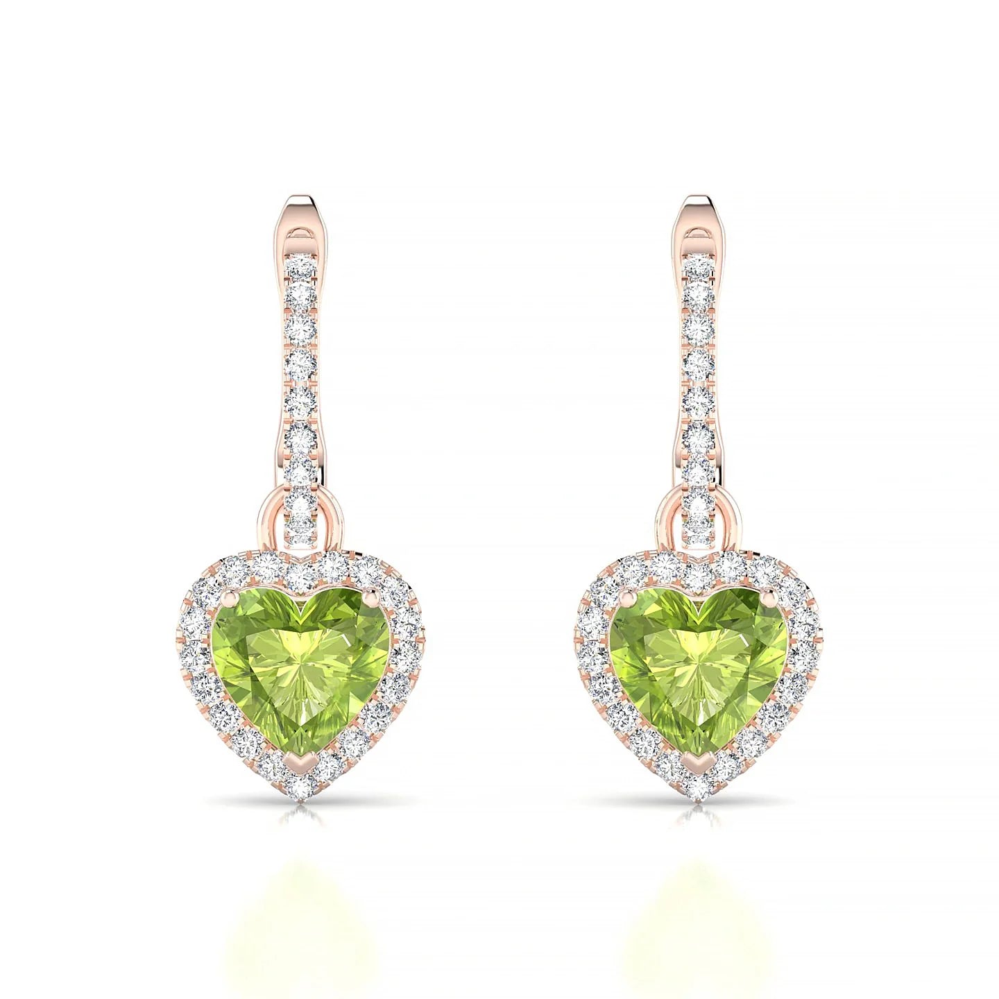 Sunrise | 18k Rose Gold 6 mm Heart Peridot Earrings