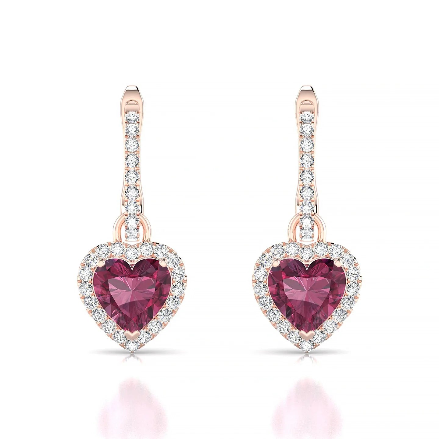 Sunrise | 18k Rose Gold 6 mm Heart Rhodolite Earrings