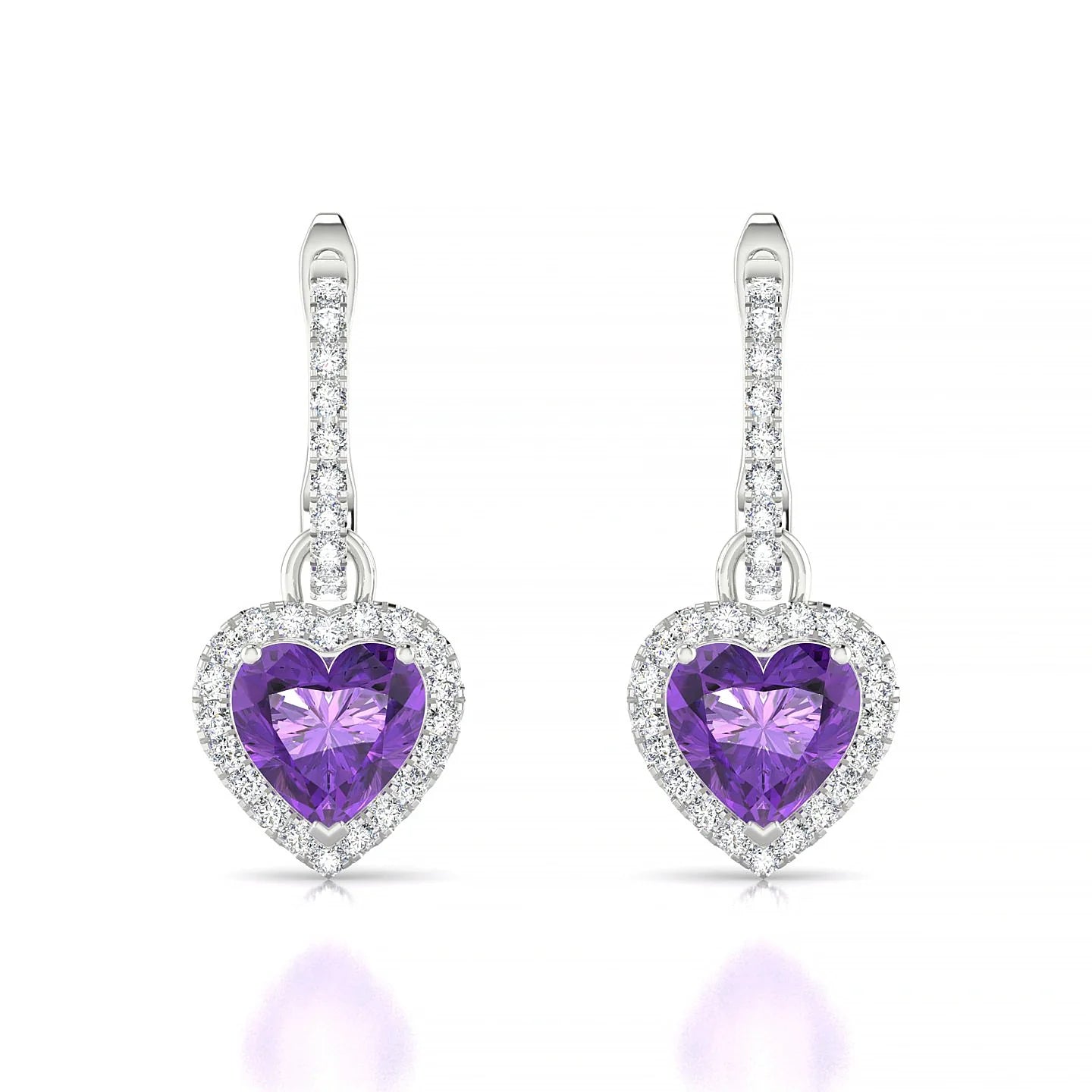 Sunrise | 18k White Gold 6 mm Heart Amethyst Earrings