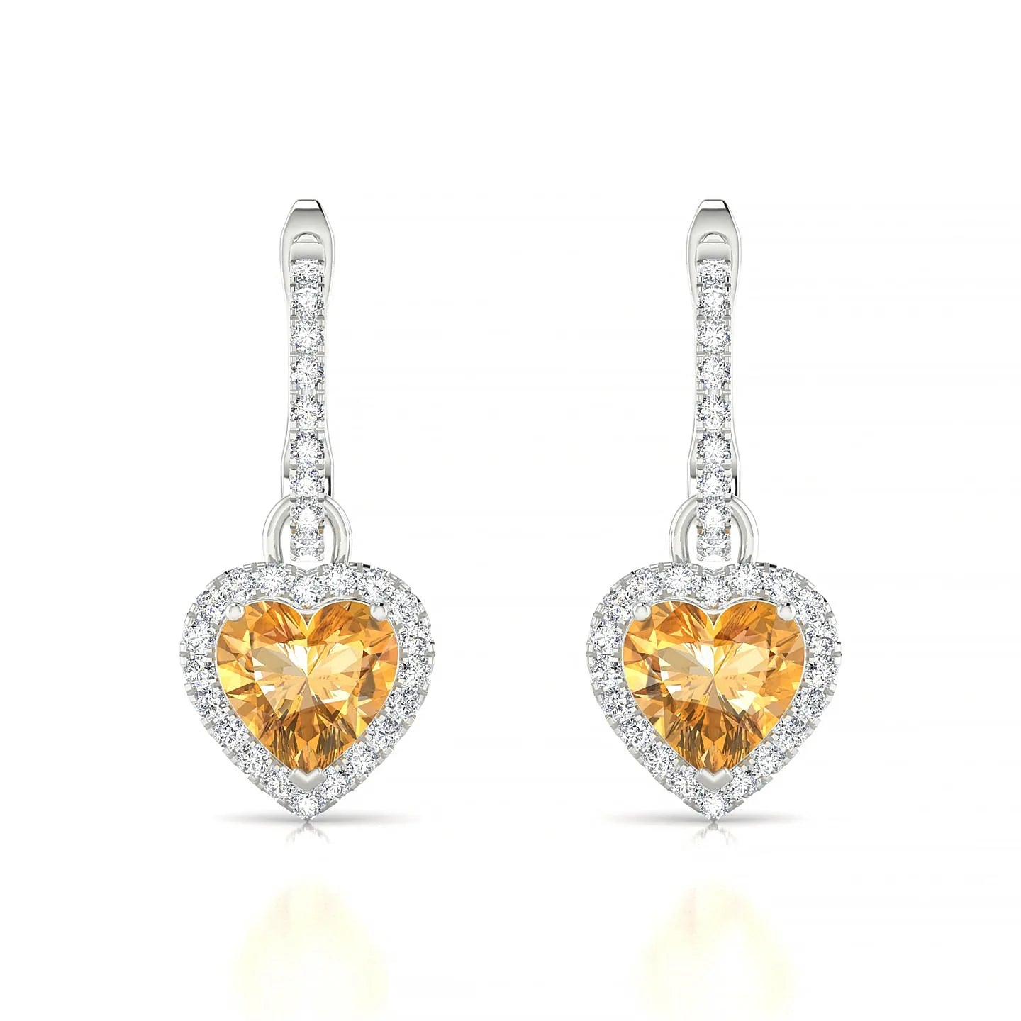 Sunrise | 18k White Gold 6 mm Heart Citrine Earrings