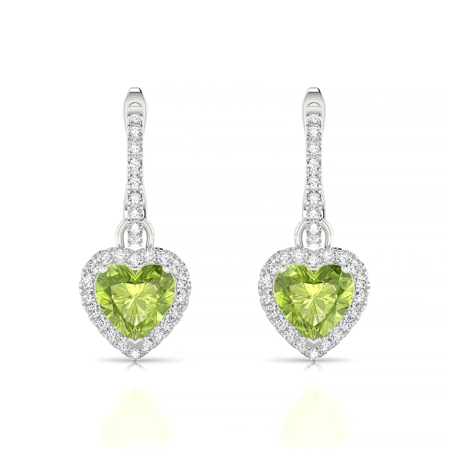 Sunrise | 18k White Gold 6 mm Heart Peridot Earrings