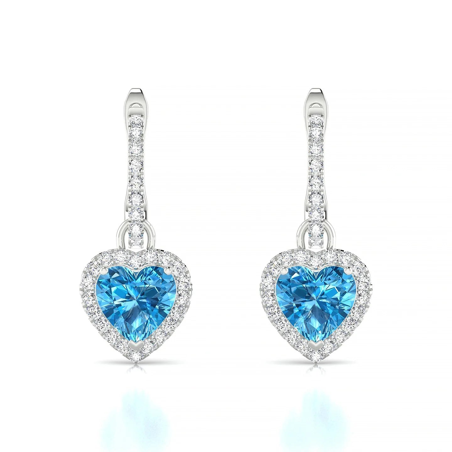 Sunrise | 18k White Gold 6 mm Heart Topaz Earrings