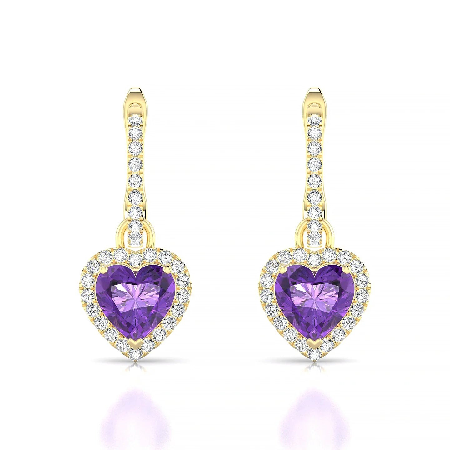 Sunrise | 18k Yellow Gold 6 mm Heart Amethyst Earrings