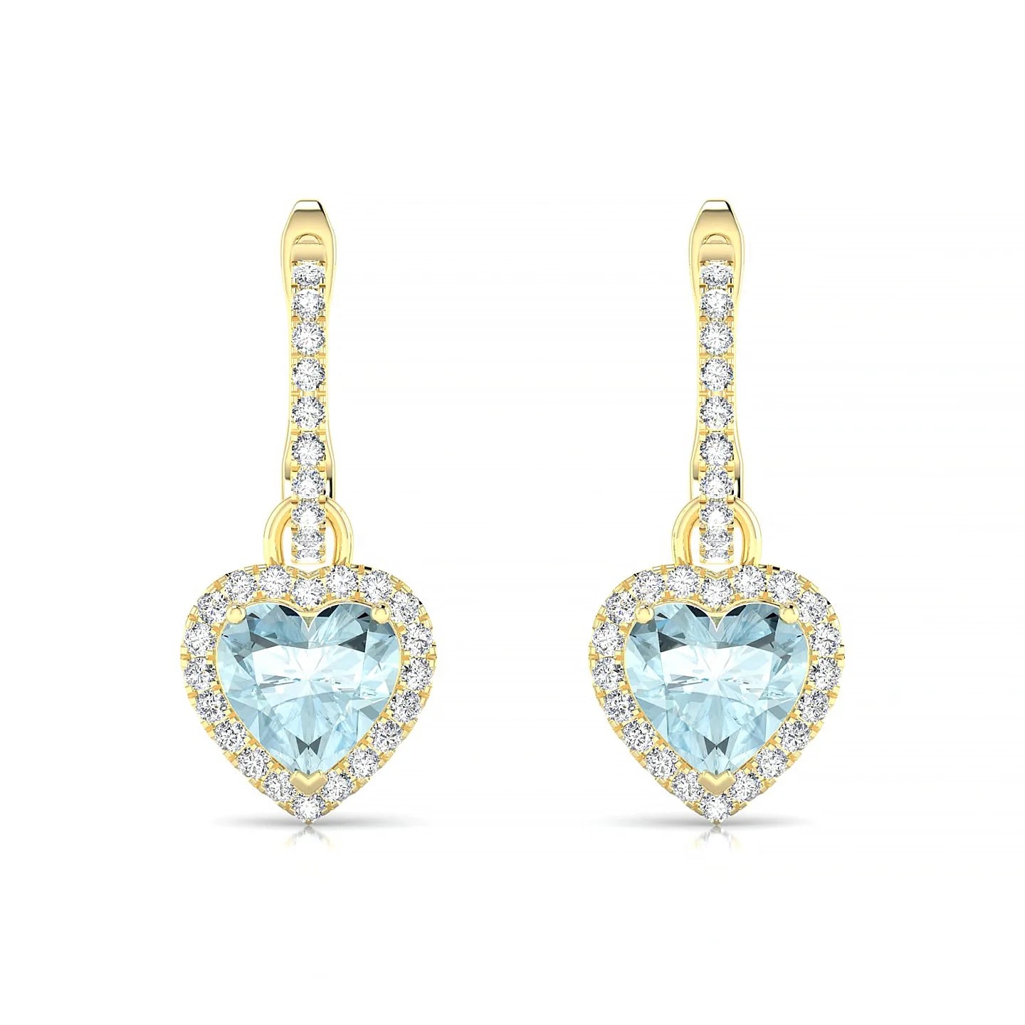 Sunrise | 18k Yellow Gold 6 mm Heart Aquamarine Earrings